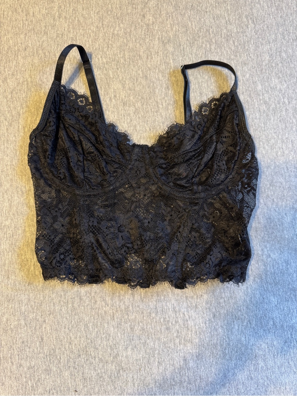 Black Lace Bralette Crop Top - Women Intimates